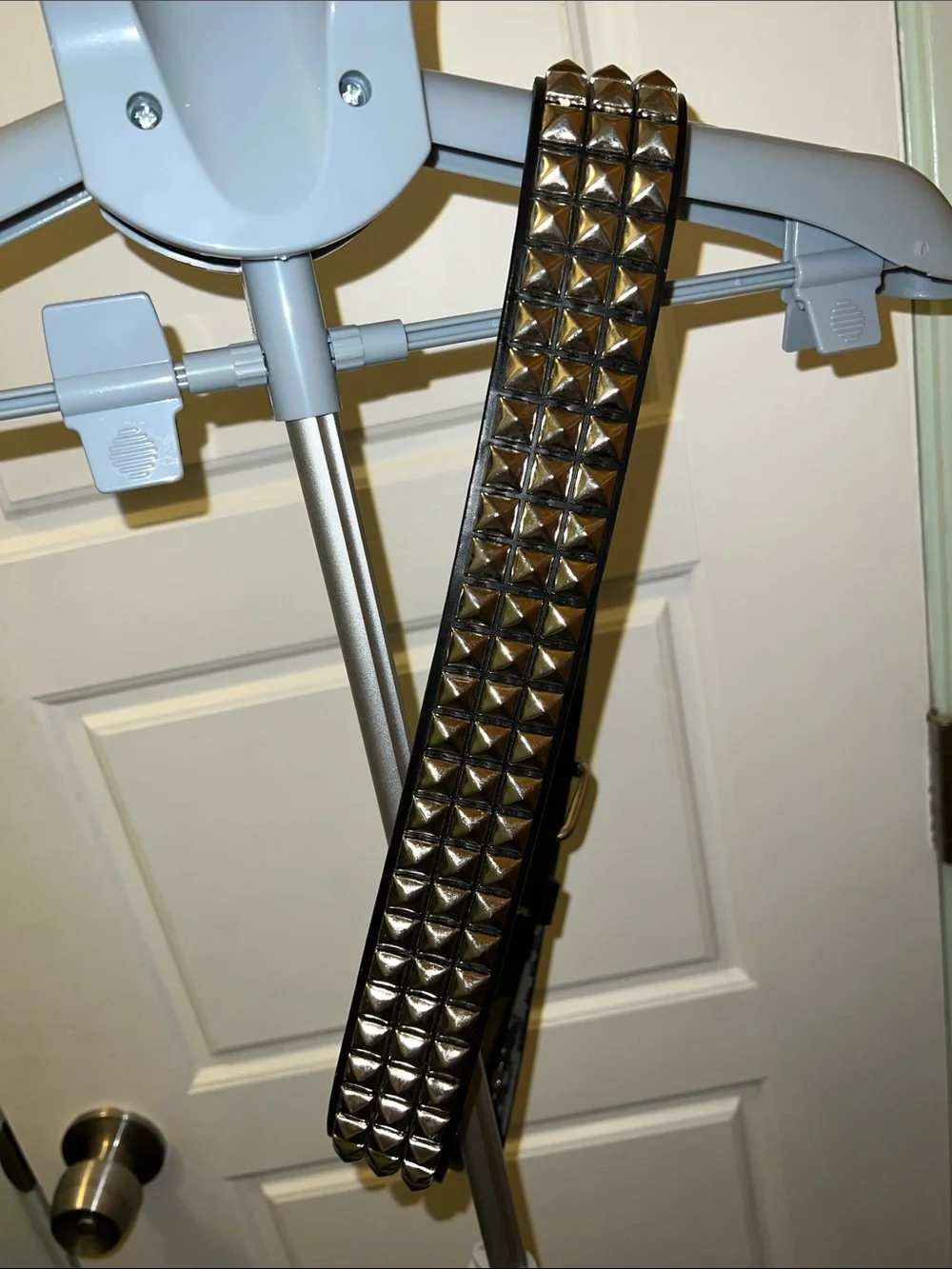 Vintage Hot Topic 3-Row Pyramid Stud Leather Belt Size 36